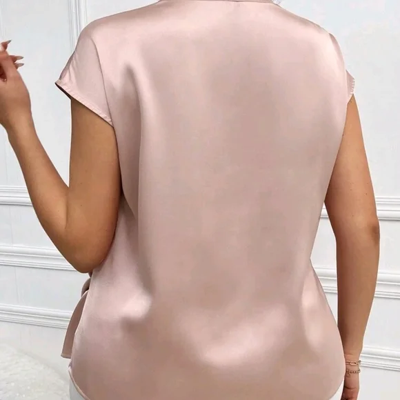SHEIN Satin Blouse - Soft Pink - Picture 2 of 2